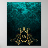 Luxus Damask Gold Rahmen Monogramm