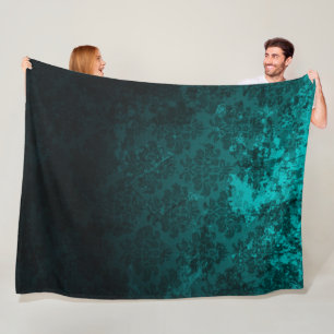 Luxus Damask Türkis Fleecedecke