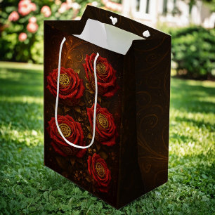 Luxus-Dampfpunk-Rosen Romantische Goldzahnräder Mittlere Geschenktüte