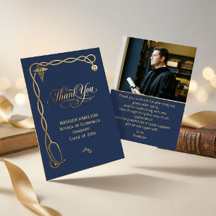 Luxus Dankeskarten für Mediziner in Navy und Gold Einladung