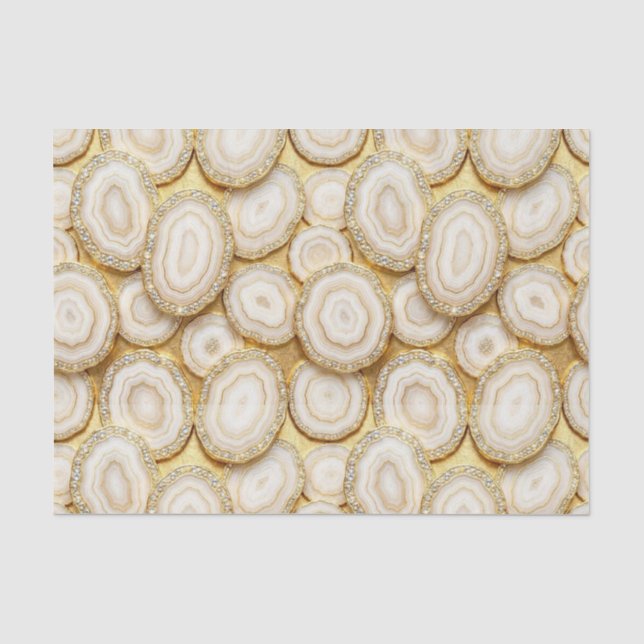 Luxus-Decoupage | Weiß + Gold Achat-Geode Seidenpapier (Vorderseite)