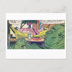Luxus des Vintagen Comic Laziness Postkarte