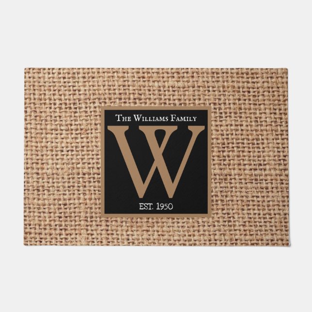 Luxus Design Familienname bedeckt schwarzen Rand Fußmatte (Vorderseite)