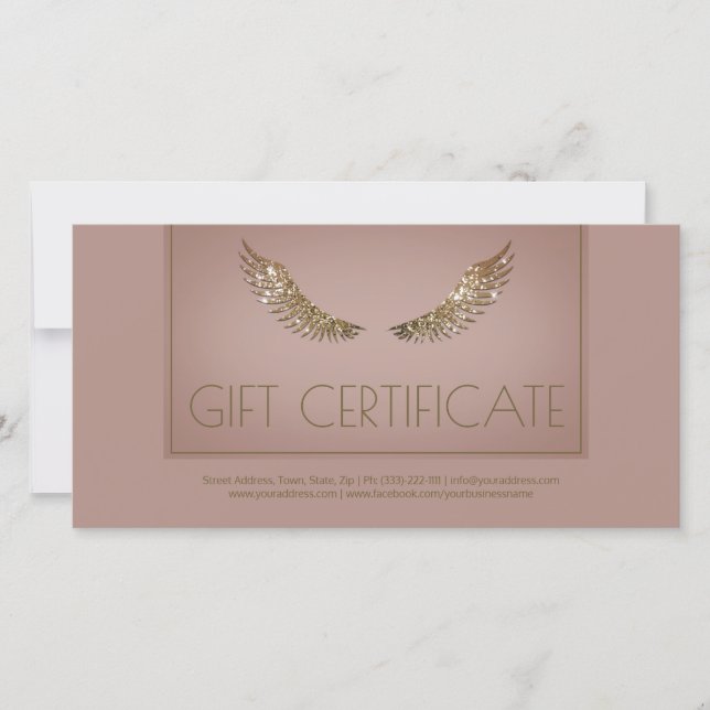 Luxus Design Lash Geschenkgutschein Golden Wings Dankeskarte (Vorderseite)