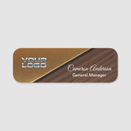 Luxus-Diagonal-Holz-Gold-Namensschild Namensschild