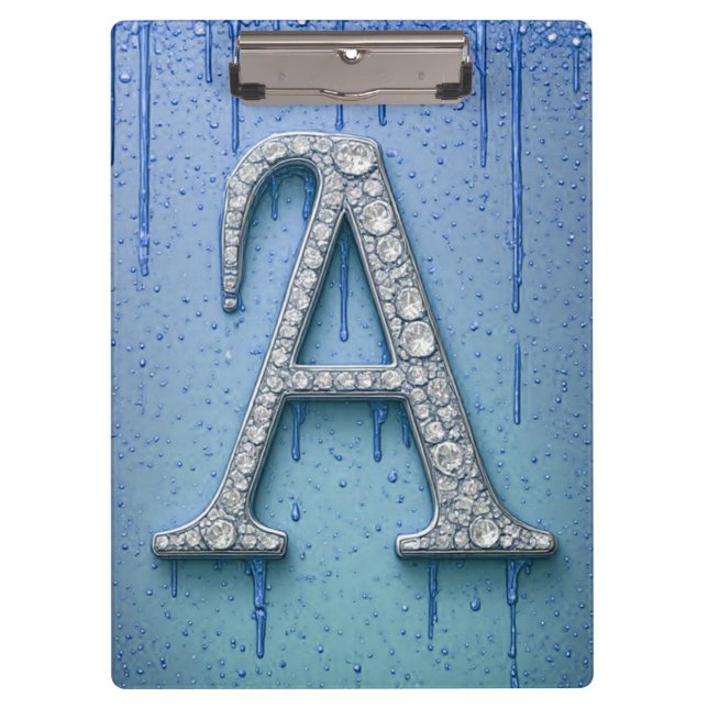 Luxus-Diamant-Buchstabe A-Monogramm mit Goldtropfe Klemmbrett (Vorderseite)