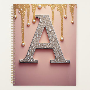 Luxus-Diamant-Buchstabe A-Monogramm mit Goldtropfe Planer