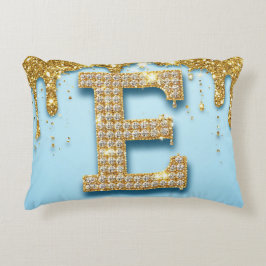 Luxus-Diamant-Buchstabe E auf goldenem Glitter-Hin Dekokissen