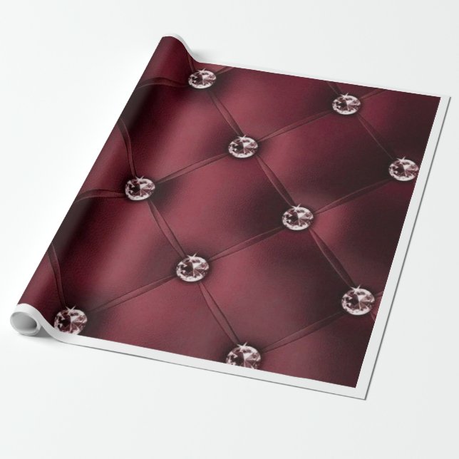 Luxus Diamant-Tufted Burgundy Wrapping Paper Geschenkpapier (Ungerollt)