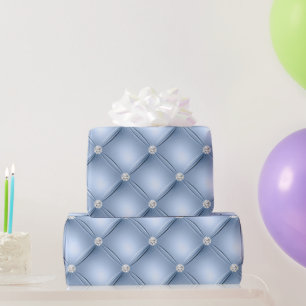 Luxus Diamant-Tufting-Muster in Hellblau Geschenkpapier