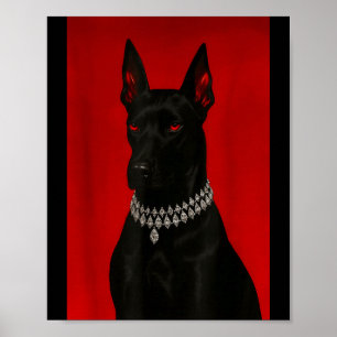 Luxus Dobermann dunkler schwarzer Hund Porträt Got Poster