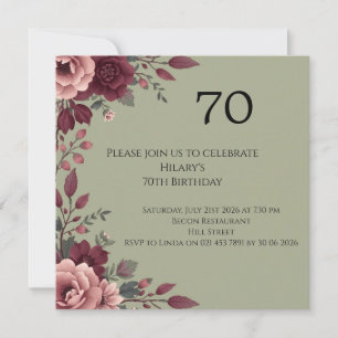 Luxus-Dunkle-Floral-70.-Geburtstag Karte