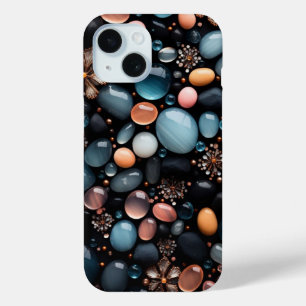 Luxus-Dunkle Kristalle und goldene Blumen-Ästhetik Case-Mate iPhone Hülle