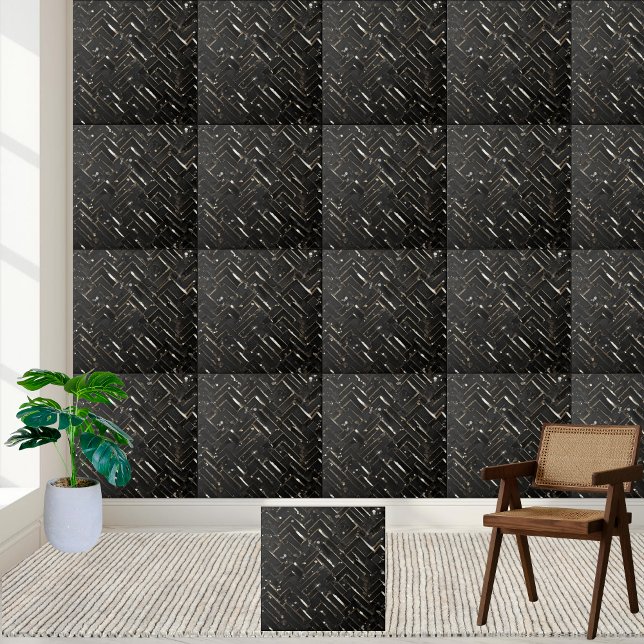 Luxus Dunkler Glitzer Zeitgenössischer Glamour Fliese (Luxury Dark Black Glitter Contemporary Glamorous Ceramic Tile)