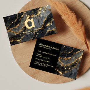 Luxus Dunkler Marmor Gold Professionell Geschäftli Visitenkarte
