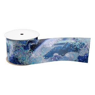 Luxus Edelstein Marmor Blau Glitter Achat Satinband