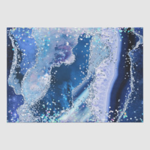 Luxus Edelstein Marmor Blau Glitter Achat Seidenpapier