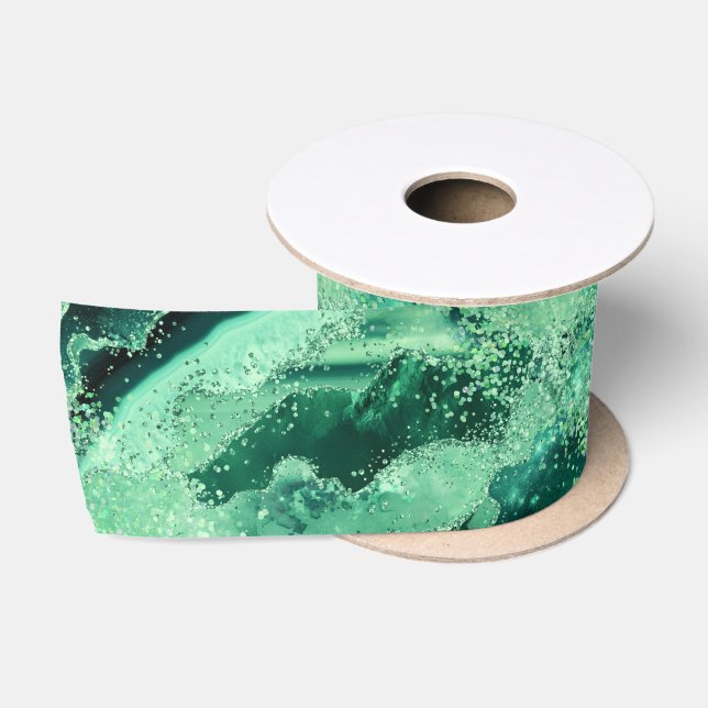 Luxus Edelstein Marmor Grün Glitter Achat Satinband (Spule)