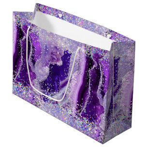 Luxus Edelstein Marmor Lila Glitter Achat Große Geschenktüte
