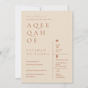 Luxus-Editorial-Beige-Islamische-Aqeeqah-Einladung Einladung