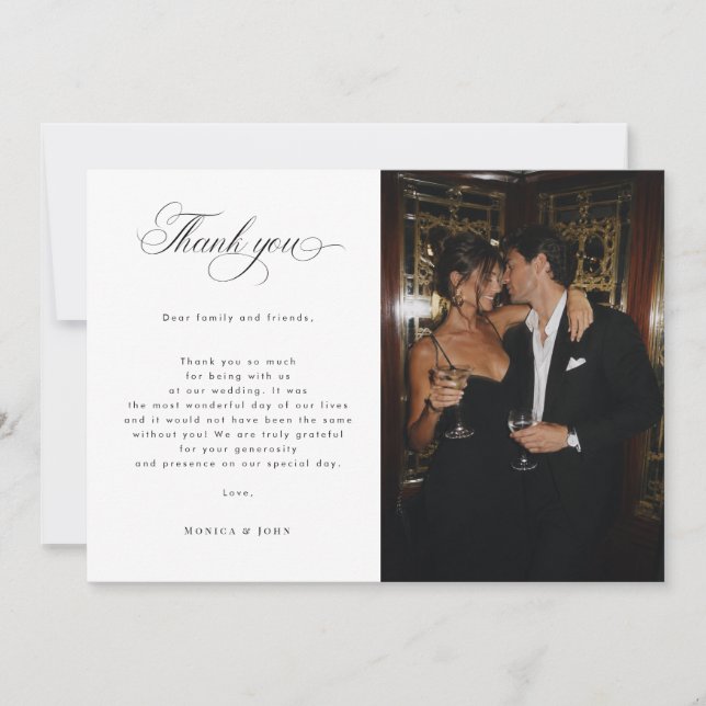 Luxus-Editorial-Script 2 Foto-Hochzeit Dankeskarte (Vorderseite)