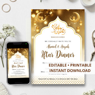 Luxus-Einladung zum Ramadan-Iftar-Dinner mit golde Einladung
