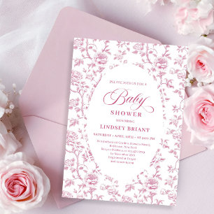 Luxus- Einladung zur Babyparty mit staubrosafarben