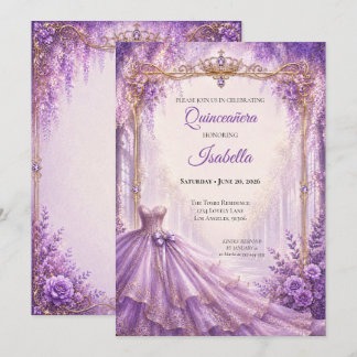 Luxus-Einladung zur Quinceañera in lila für eine P Einladung