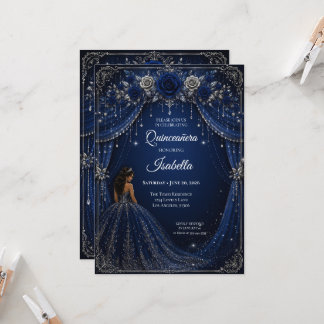 Luxus-Einladung zur Royal Blue Prinzessin-Quinceañ Einladung