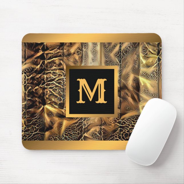 Luxus Einzigartiges Holz Gold Mit Monogramm Mousepad (Mit Mouse)