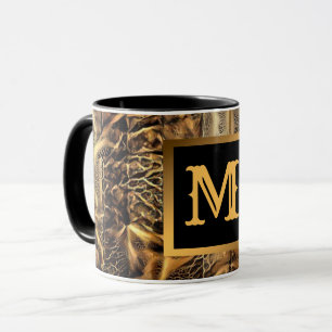 Luxus Einzigartiges Holz Gold Mit Monogramm Tasse