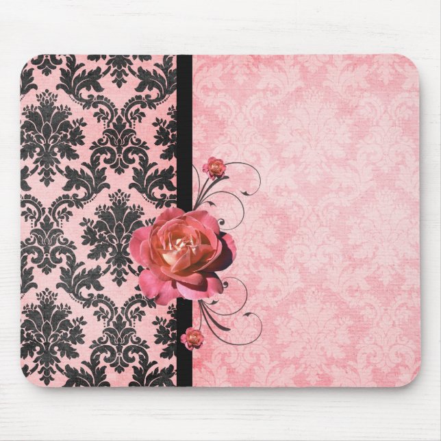 Luxus Elegant Damask Rose Mousepad (Vorne)