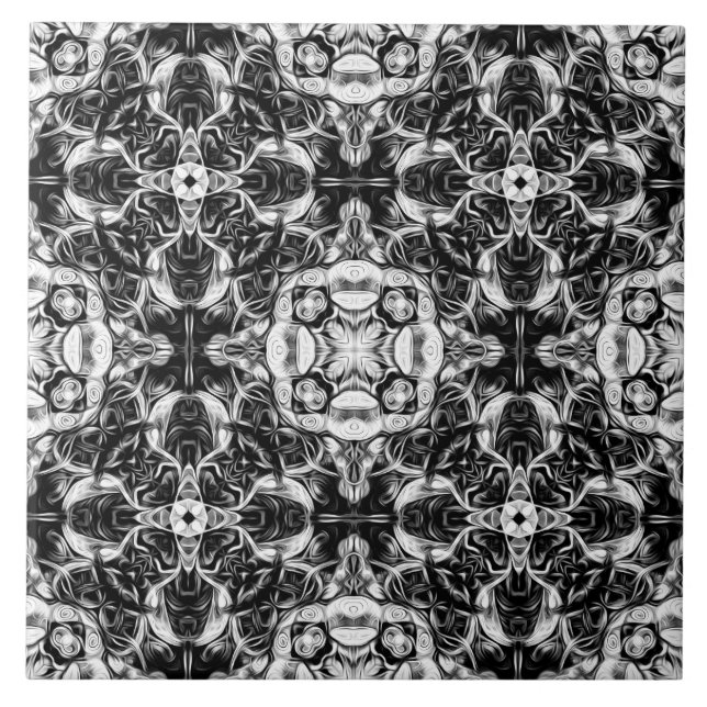 Luxus, elegant, dekorativ, schwarz und weiß fliese (Vorderseite)