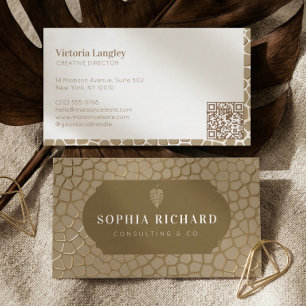 Luxus Elegant Gold Alligator Druck QR Code Visitenkarte