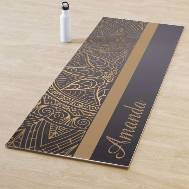 Luxus Elegant Gold Black Mandala Designname Yogamatte (Beispiel)