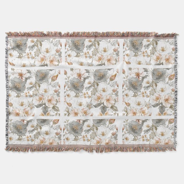 Luxus, Elegant, Goldgraues Blumenmuster  Decke (Vorderseite)
