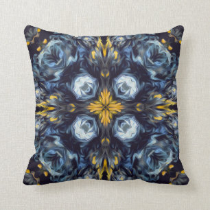 Luxus, elegant, marineblau, vintage, gelbes Detail Kissen