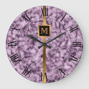 Luxus Elegant Moderner Schwarz-Gold-Marmor Große Wanduhr