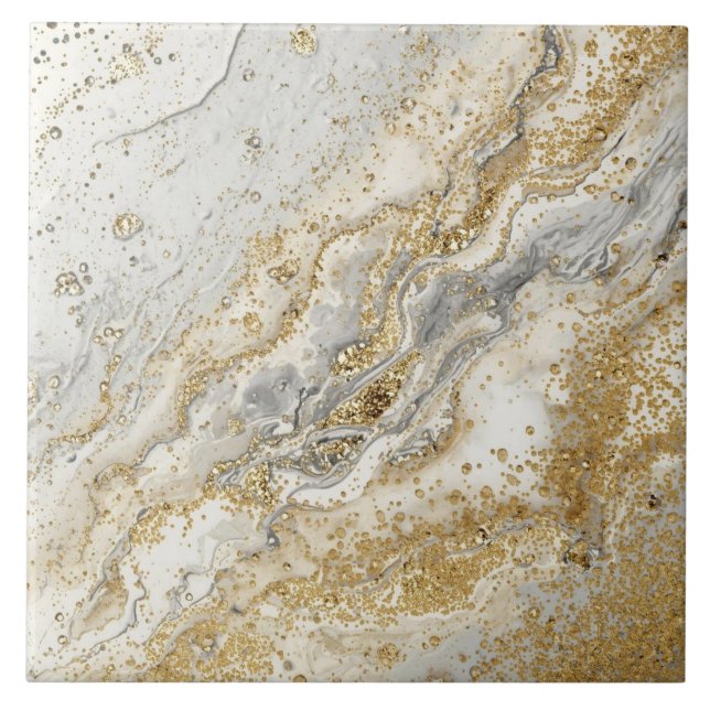 Luxus, Elegant, Modernes Goldgrau-Muster Fliese (Vorderseite)