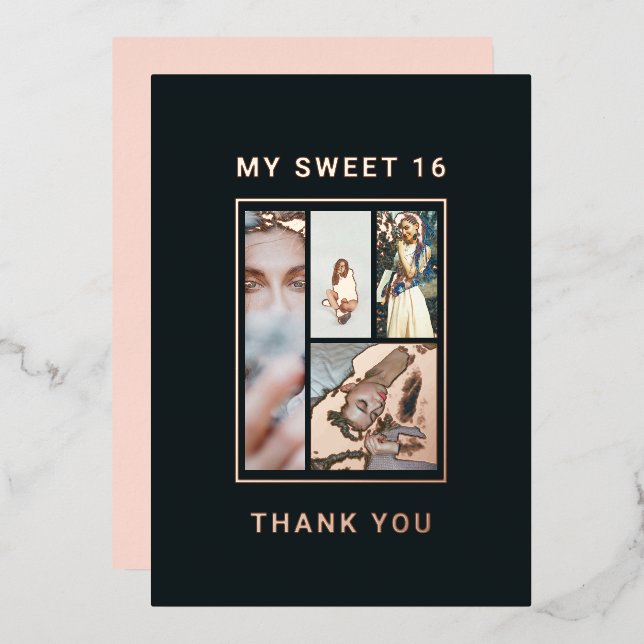 Luxus Elegant Vielen Dank Abschluss Foil Card Folieneinladung (Vorderseite/Rückseite)