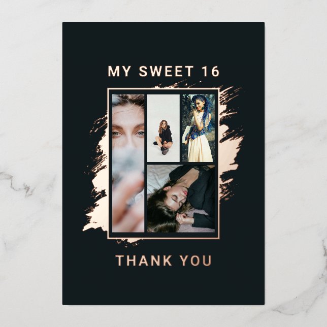 Luxus Elegant Vielen Dank Abschluss Foil Card Folieneinladung (Vorderseite)