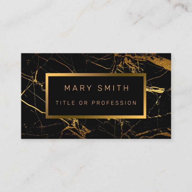 Luxus Elegante Black Gold Business Card Visitenkarte (Vorderseite)