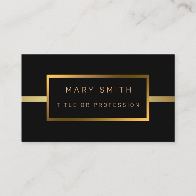 Luxus Elegante Black Gold Business Card Visitenkarte (Vorderseite)