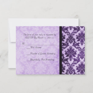 Luxus Elegante Damask Lila Rose RSVP Karte