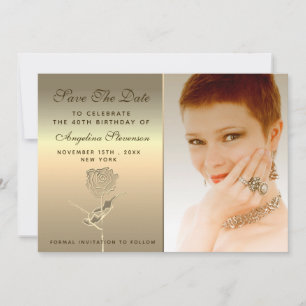 Luxus Elegante Florale Goldene Rose Blumen Geburts Save The Date