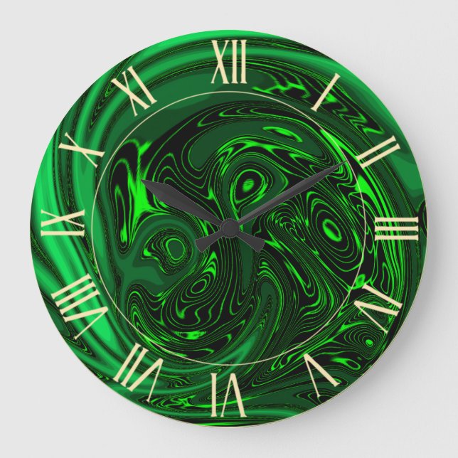 Luxus Elegante Green Dragon Horse Abstrakt Große Wanduhr (Vorderseite)