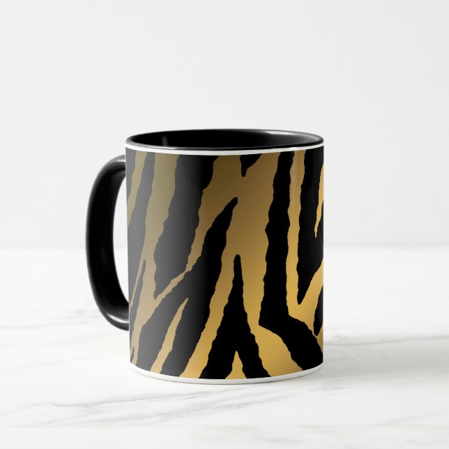 Luxus Elegante Moderne Black Gold Linie Tasse (Vorderseite Links)