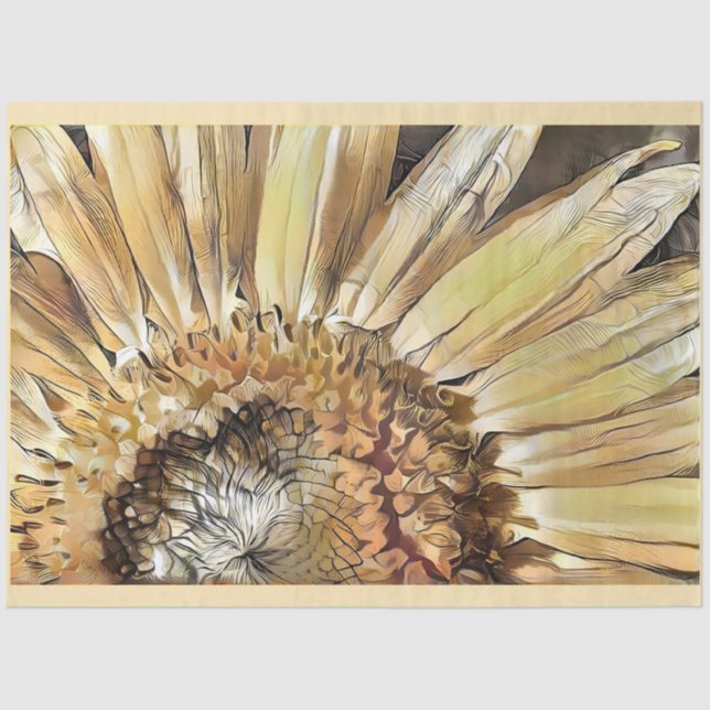 Luxus Elegante Wasserfarben Sonnenblumen Sammlung Seidenpapier (Vorderseite)