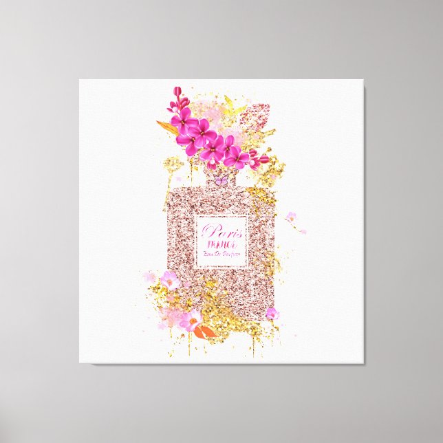 Luxus Eleganter Rosa Glitzer Parfüm Canvas Print Leinwanddruck (Vorderseite)