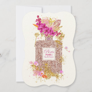 Luxus Eleganter Rosa Glitzer Parfüm Einladung
